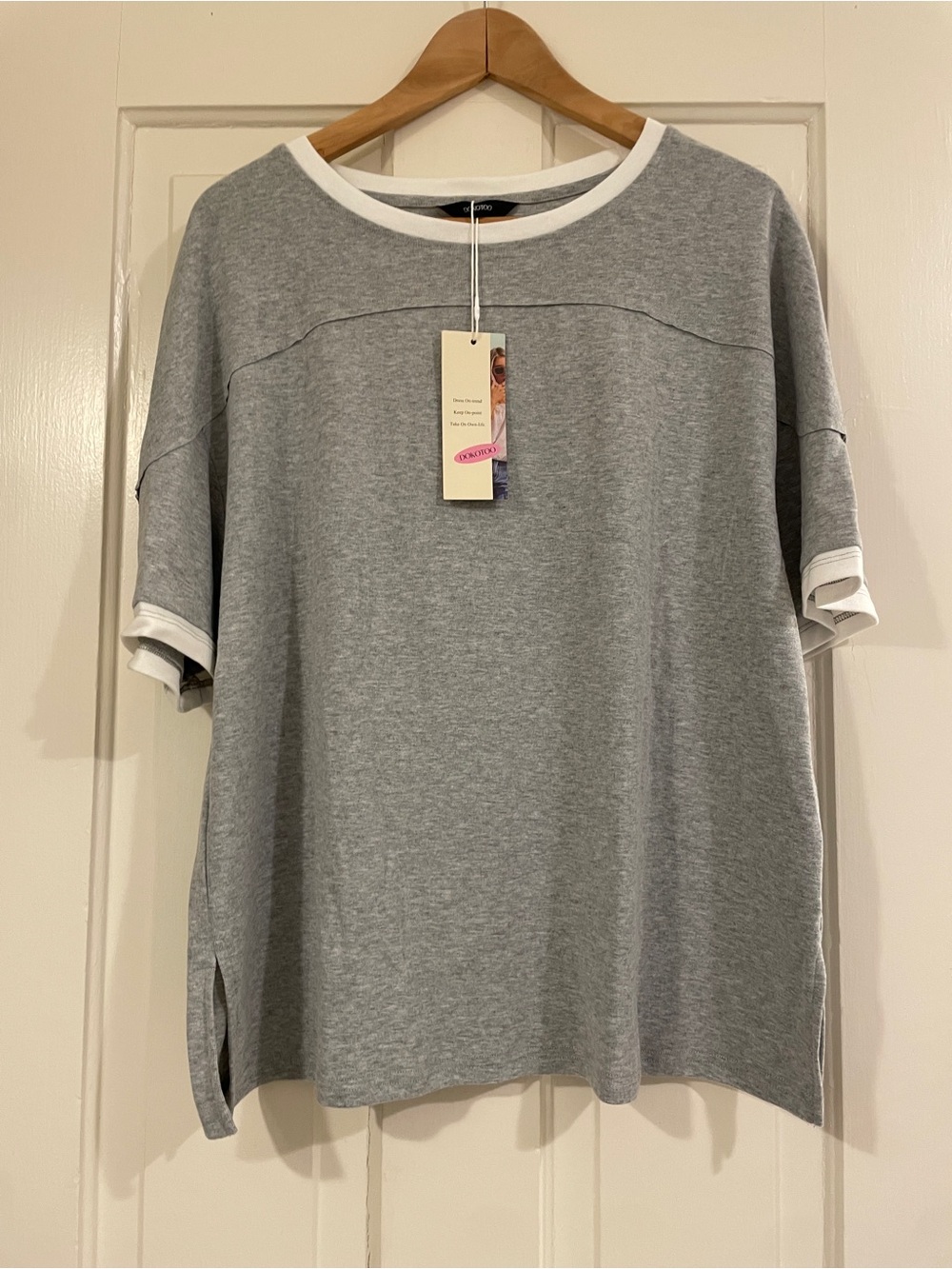 Heather Grey Short Sleeve Tee with White Trim